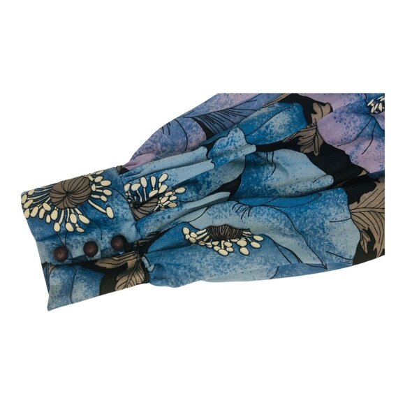 Vintage Long Floral Dress St. Michael Made In Britain 1960s Blue Purple Flowers - Picture 13 of 16